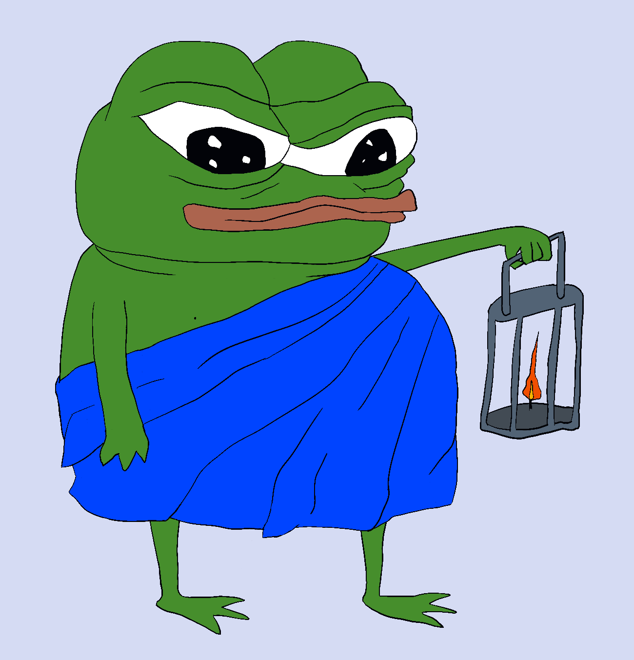 apu in a blue robe holding a lantern